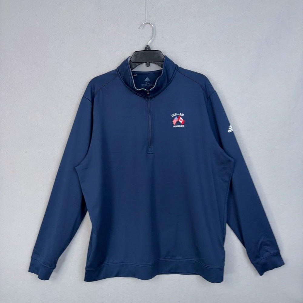 Adidas Pullover Mens XL Blue Can-Am Matches Quarter Zip Sporty Gorpcore